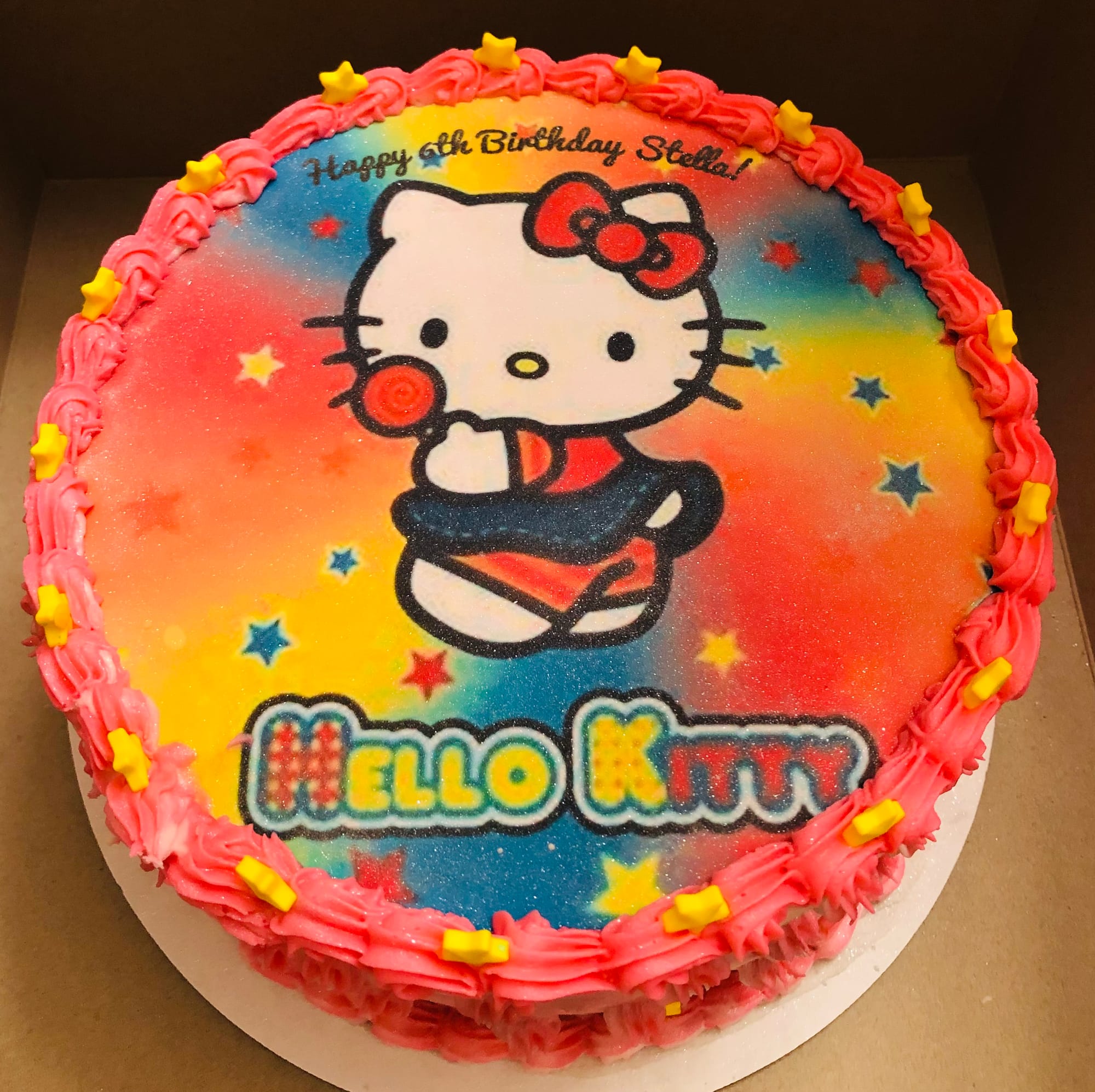 2 Layer Funfetti Hello Kitty Birthday Cake With Buttercream Frosting and Edible Image (2)