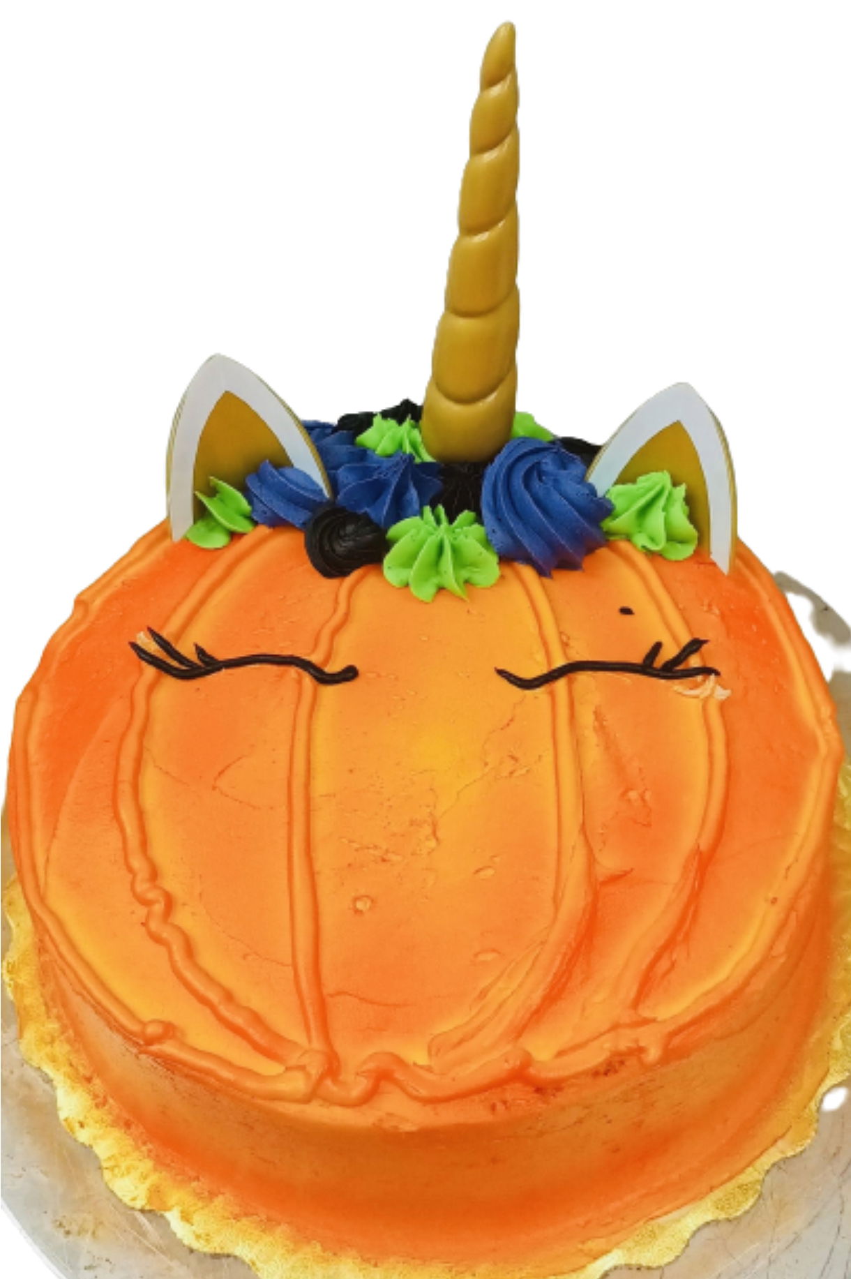2 Layer Vanilla Pumpkin Unicorn Cake with Buttercream Frosting