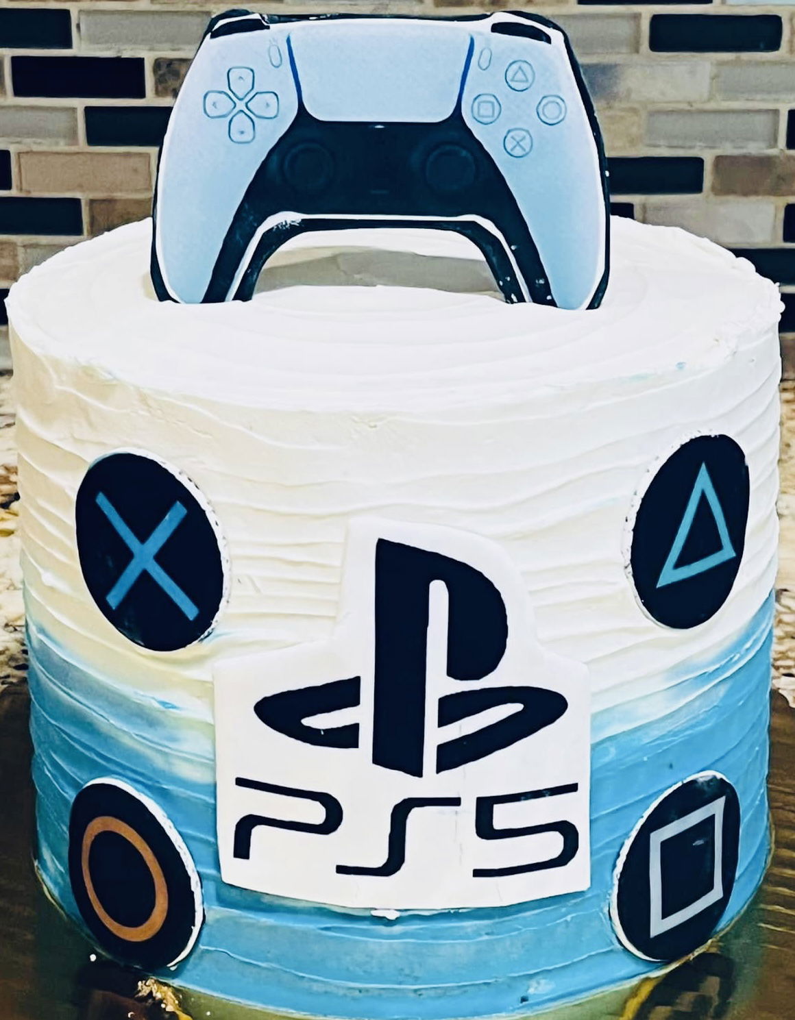 3 Layer Vanilla & Chocolate PlayStation 5 Cake with Buttercream Frosting and Edible Images