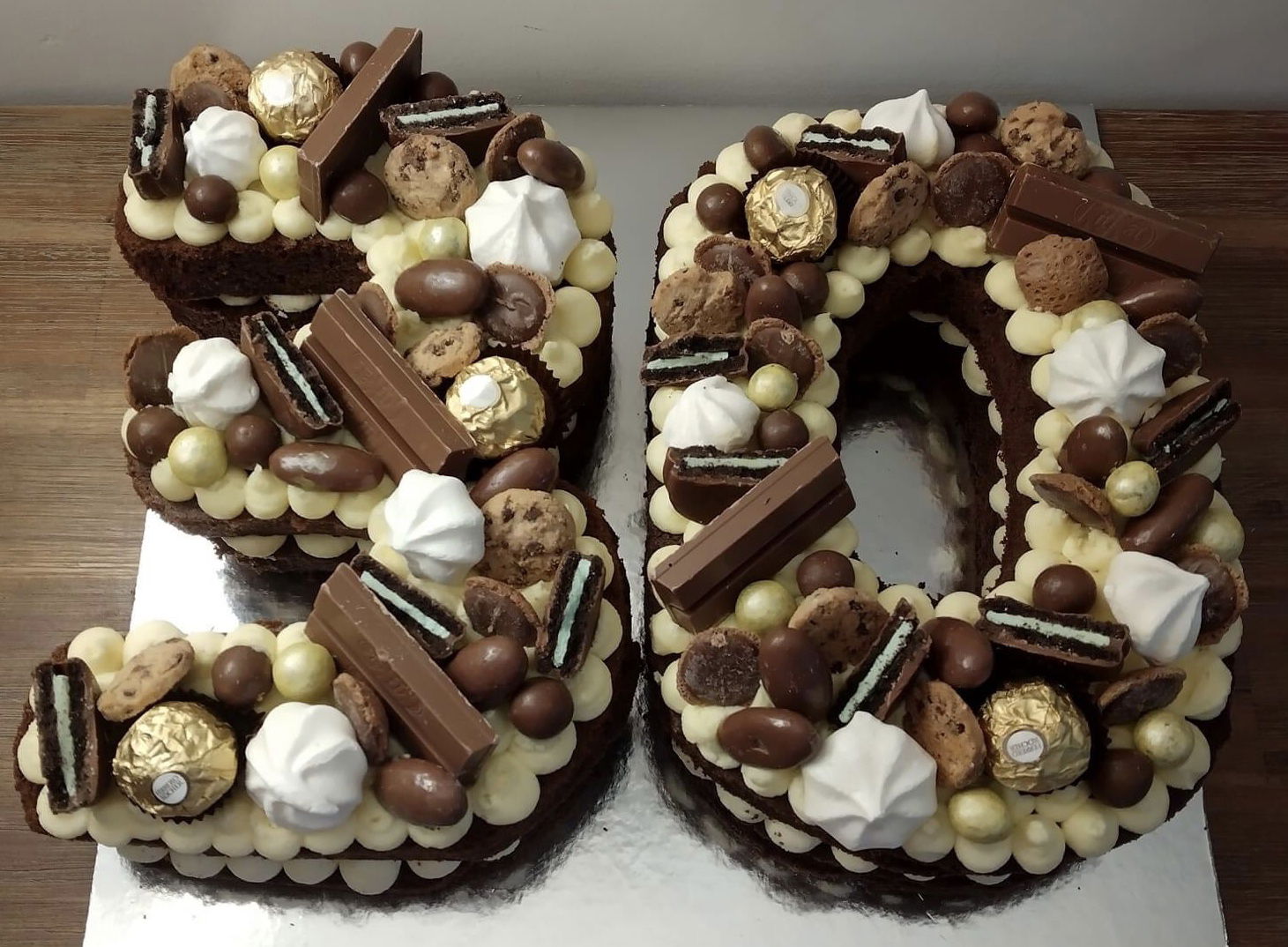 Number 30 Chocolate Cake With Buttercream Frosting and Chocolate Candy