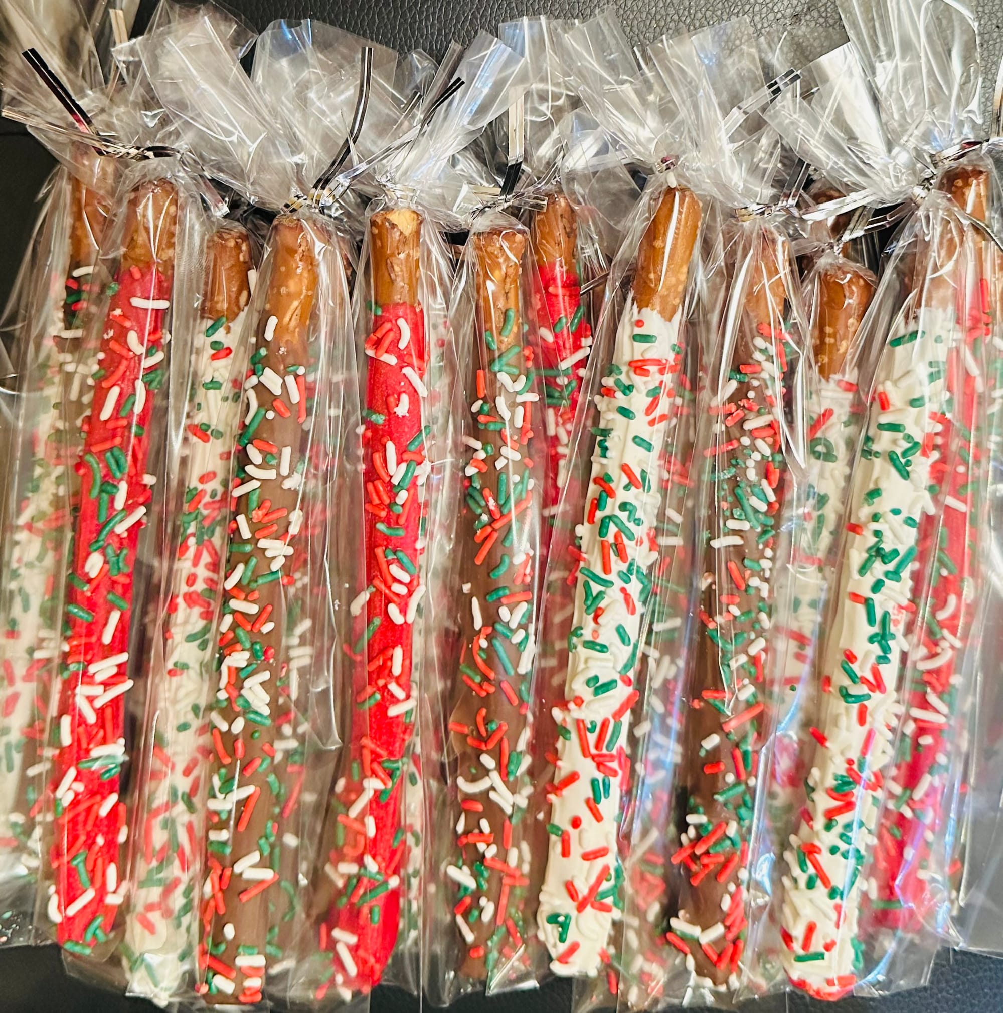 Christmas Chocolate Dipped Pretzels