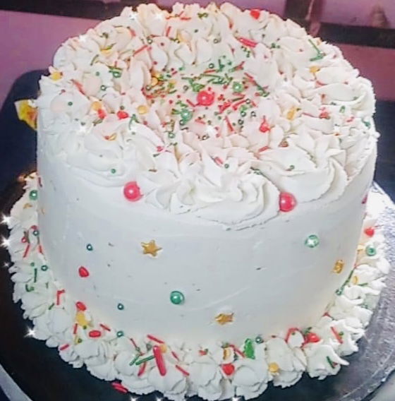 2 Layer Funfetti Christmas Cake with Buttercream Frosting