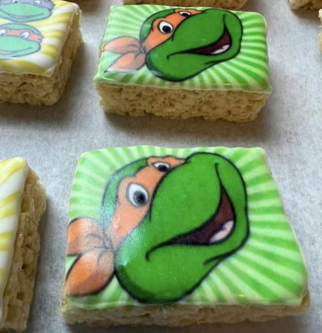 Dipped Rice Crispy Treats with Teenage Mutant Ninja Turtles Images