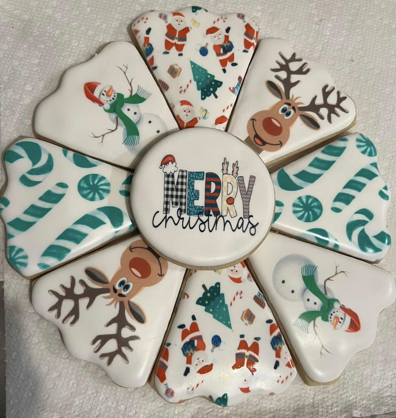 Christmas Royal Icing Cookie Platter with Edible Images