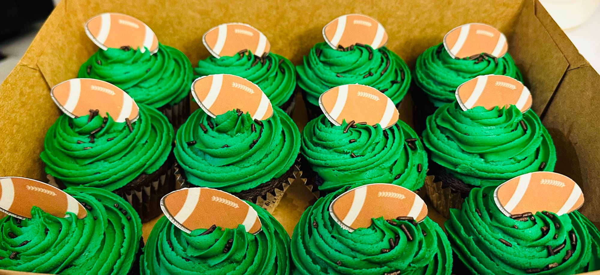 Chocolate Super Bowl Football Cupcakes with Buttercream Frosting