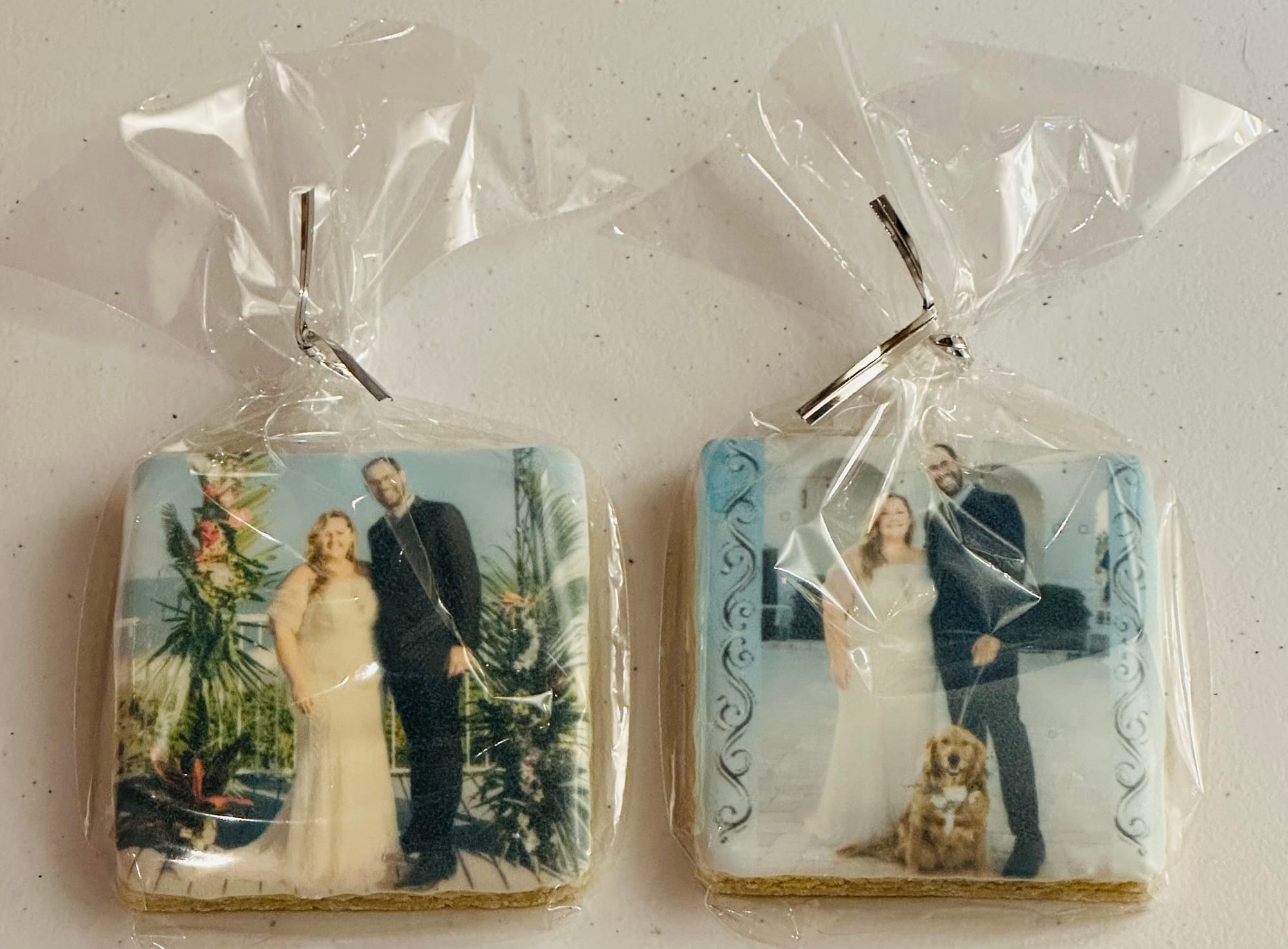 Royal Icing Wedding Cookies with Couples Image
