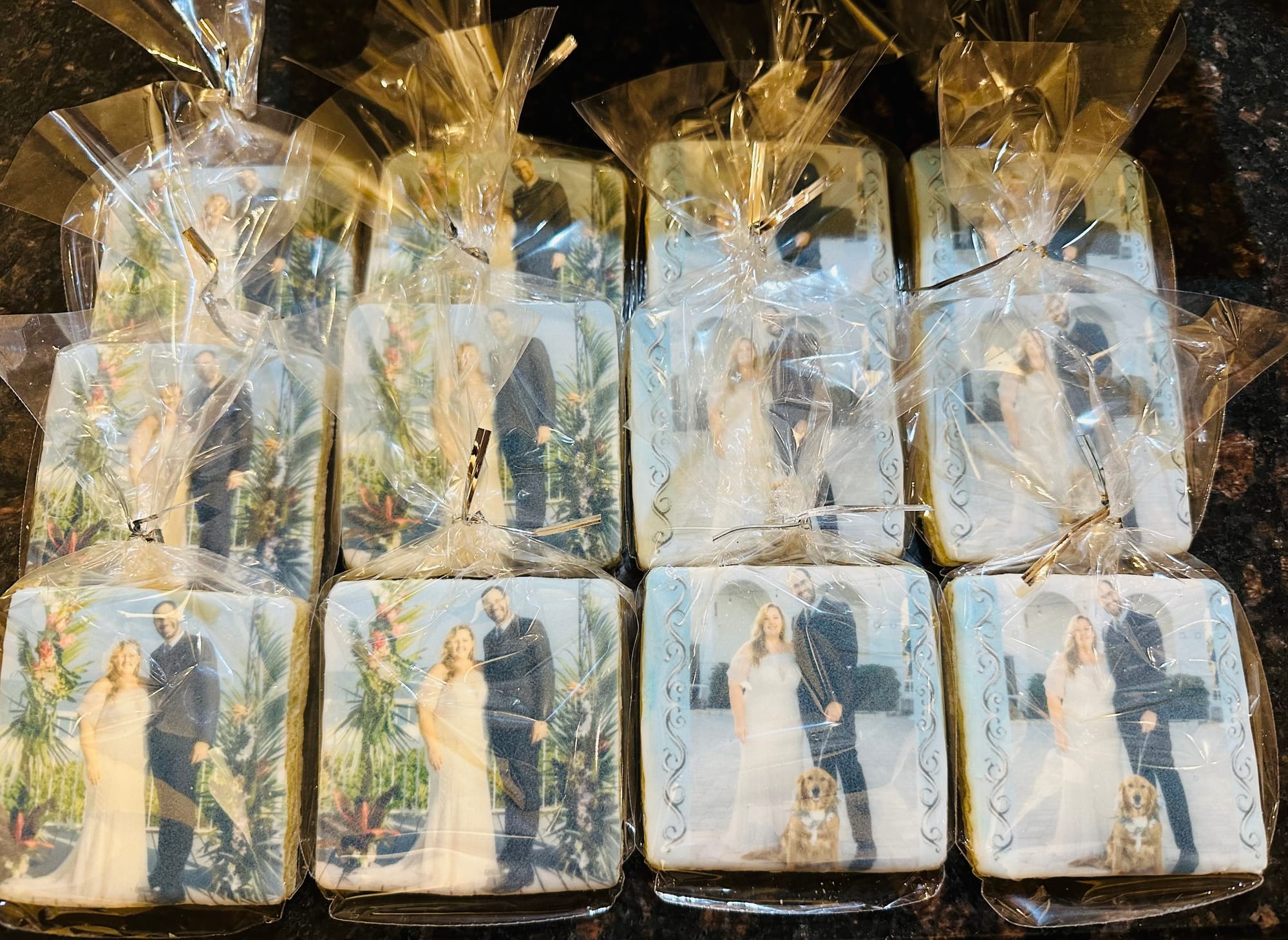Royal Icing Wedding Cookies with Couples Image