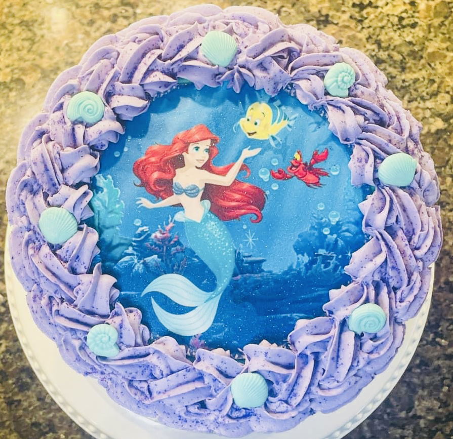 2 Layer Strawberry The Little Mermaid Cake with Buttercream Frosting and Edible Image