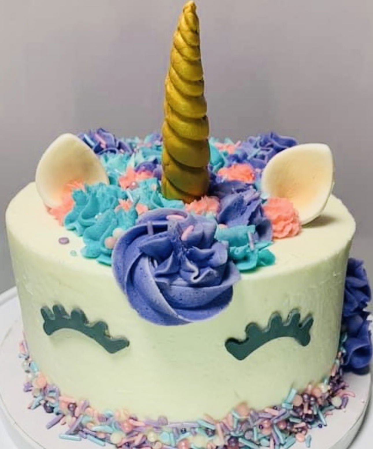 2 Layer Funfetti Unicorn Birthday Cake with Buttercream Frosting