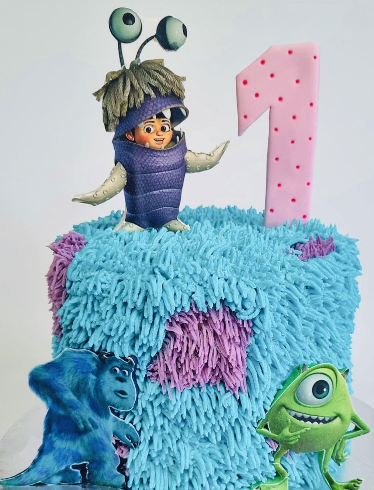 3 Layer Vanilla Monster’s Inc Smash Cake with Buttercream Frosting