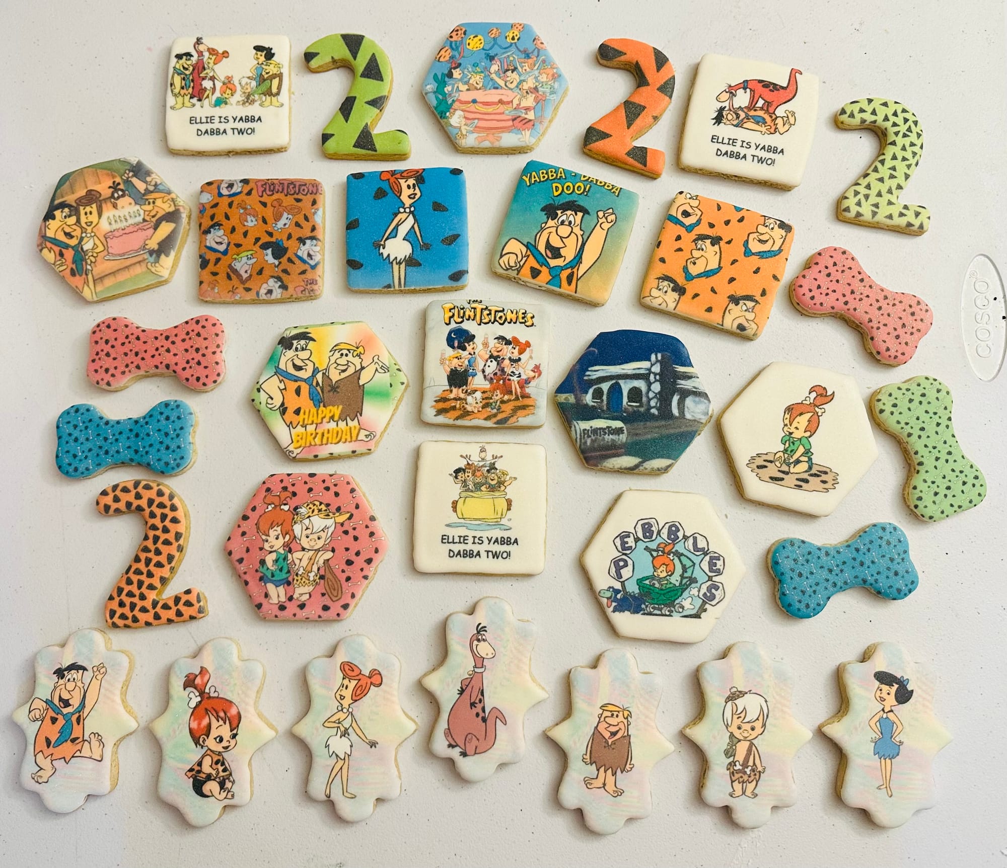 The Flintstones Yabba Dana Two Royal Icing Sugar Cookies with Images