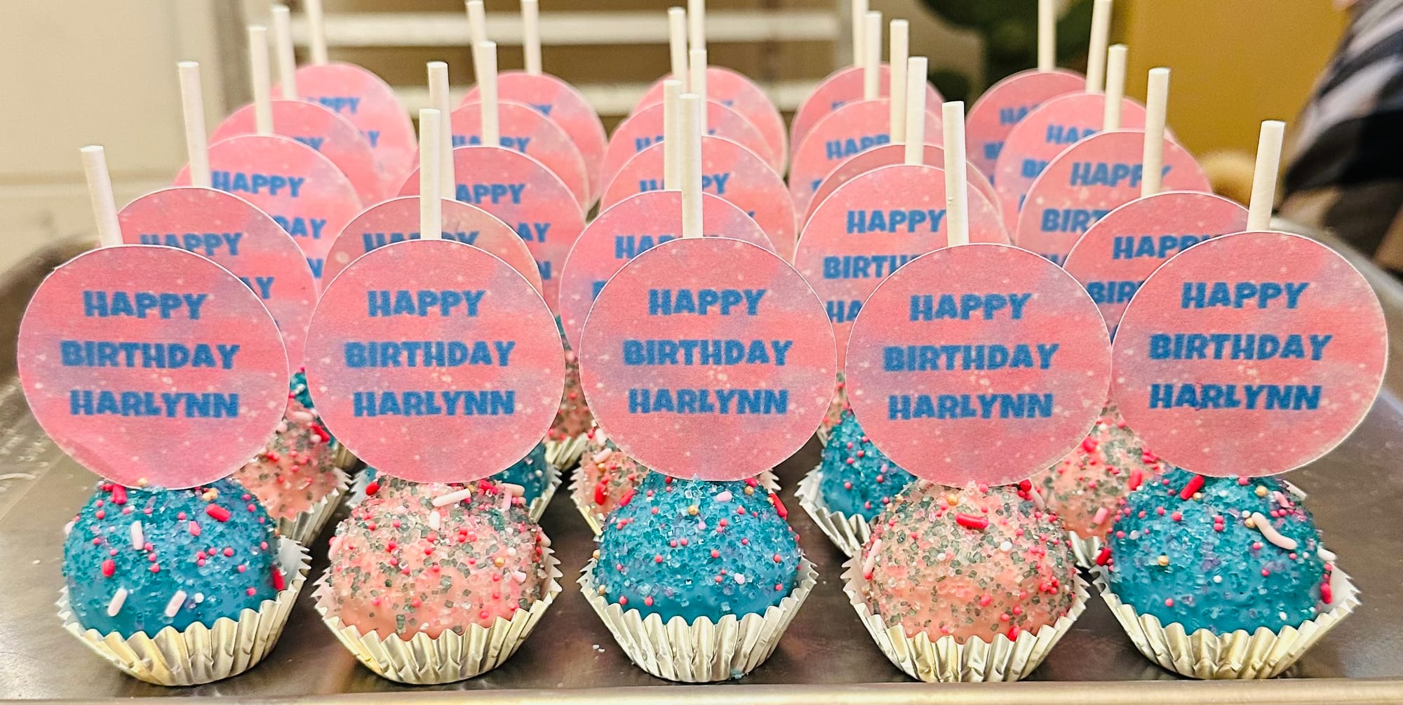 Pink & Teal Birthday Cake Pops