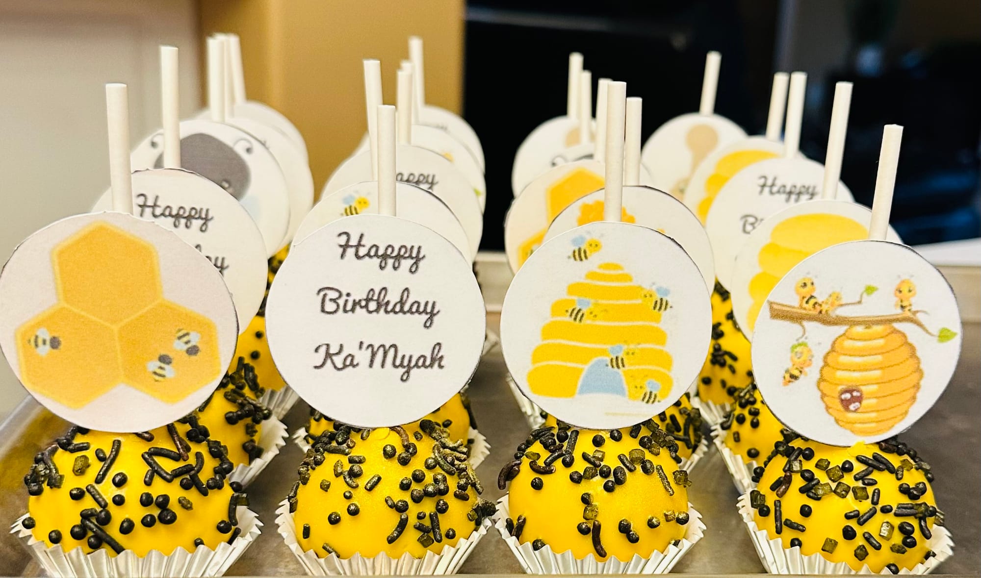 Bumblebee Birthday Cake Pops