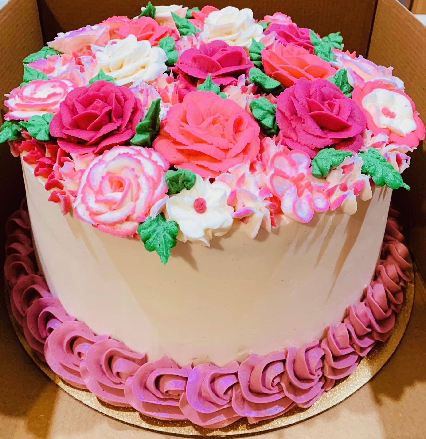 2 Layer Funfetti Flower Cake with Buttercream Frosting