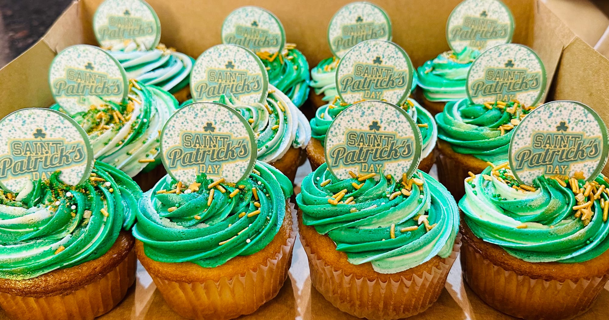 Vanilla and Birthday Cake St Patrick’s Day Cupcakes with Buttercream Frosting