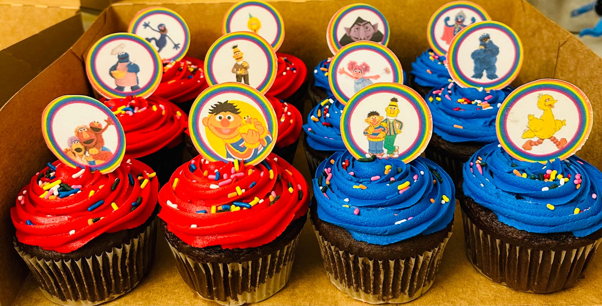 Chocolate Sesame Street Cupcakes with Buttercream Frosting