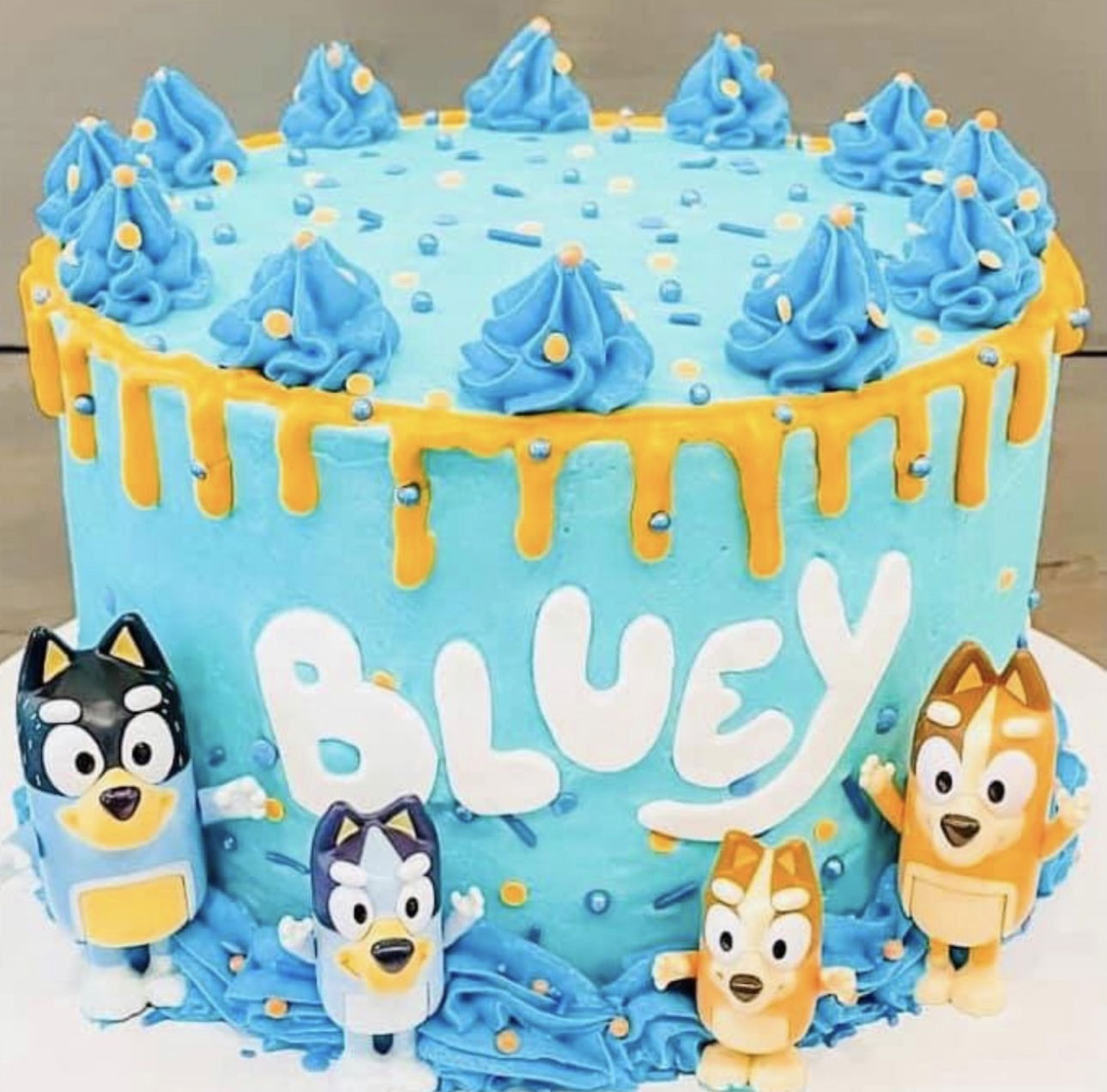 2 Layer Vanilla Bluey Cake With Buttercream Frosting