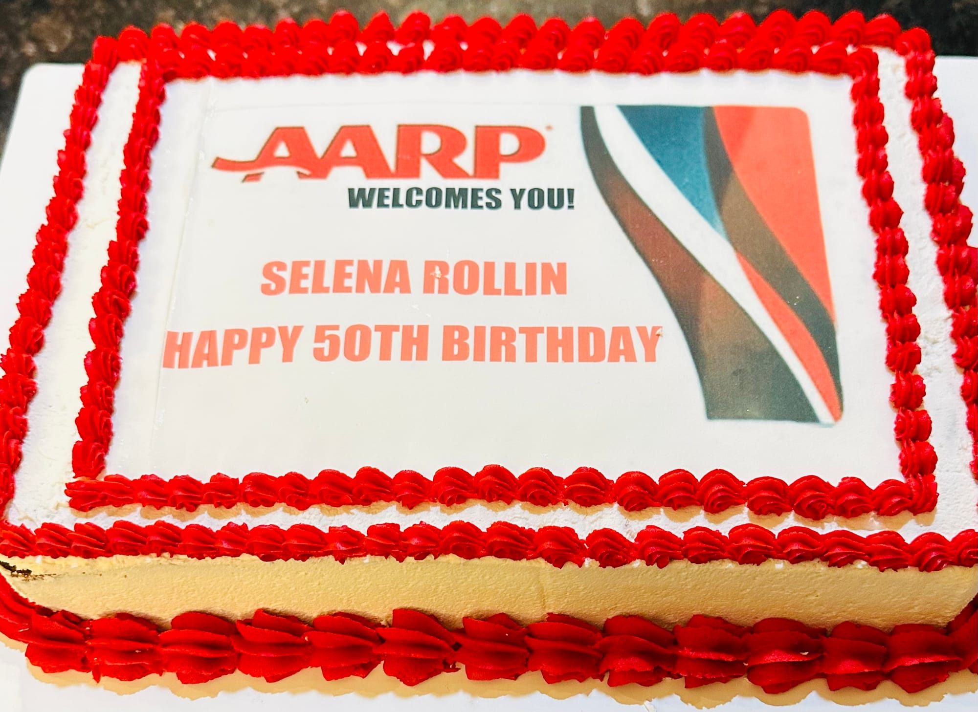 Oreo AARP Birthday Cake with Buttercream Frosting and Edible Image