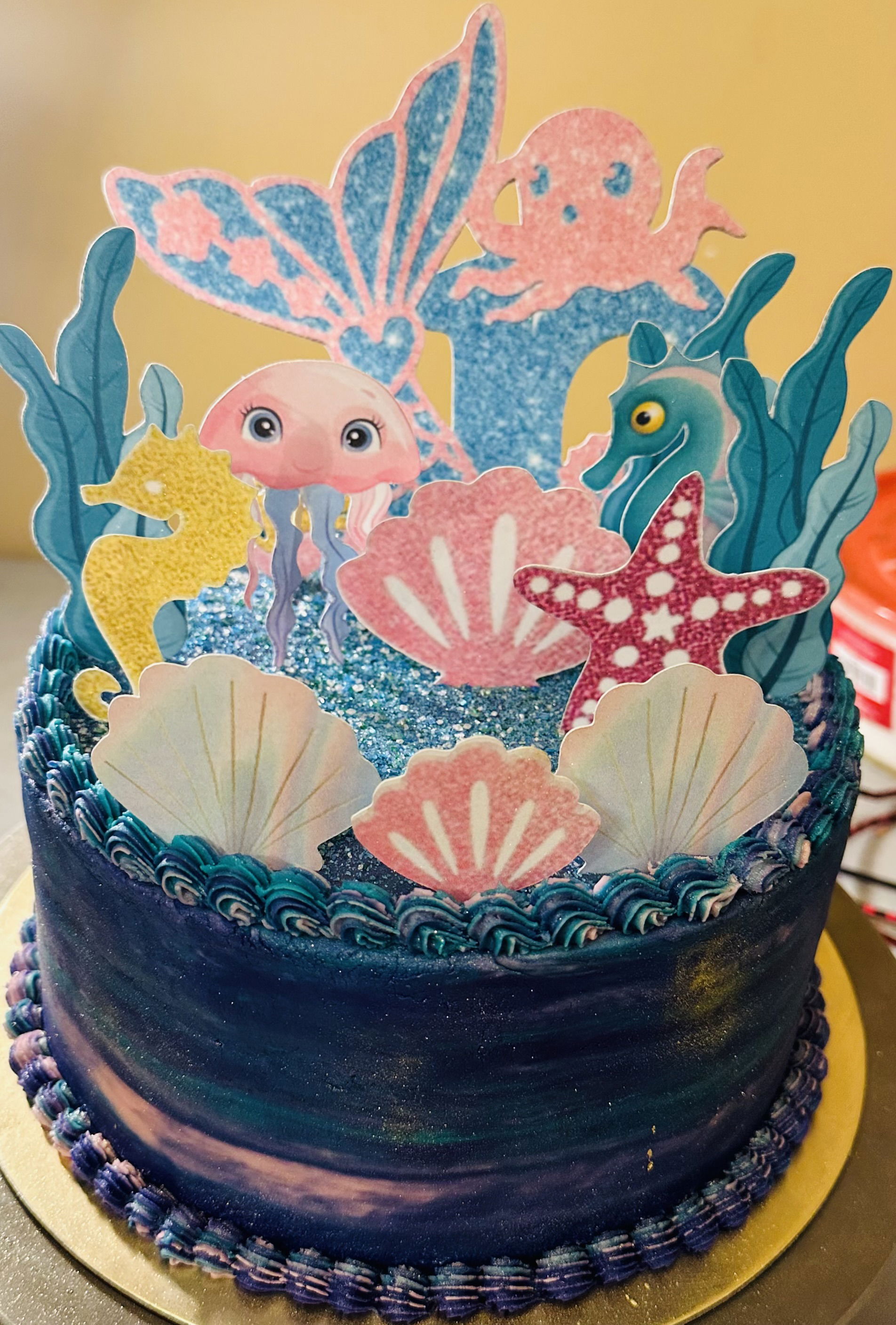 3 Layer Strawberry and Funfetti Mermaid Birthday Cake with Buttercream Frosting