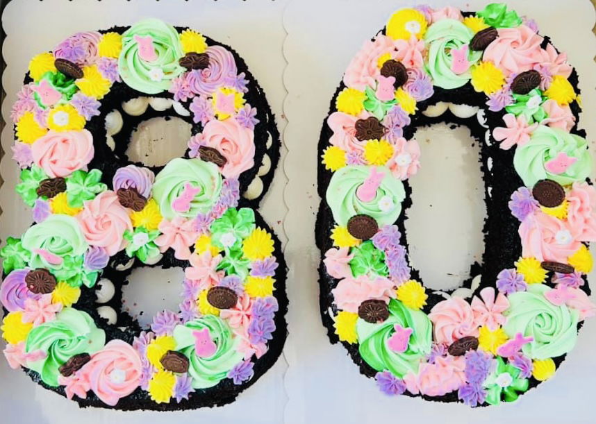 Number 80 Chocolate Cake with Buttercream Frosting