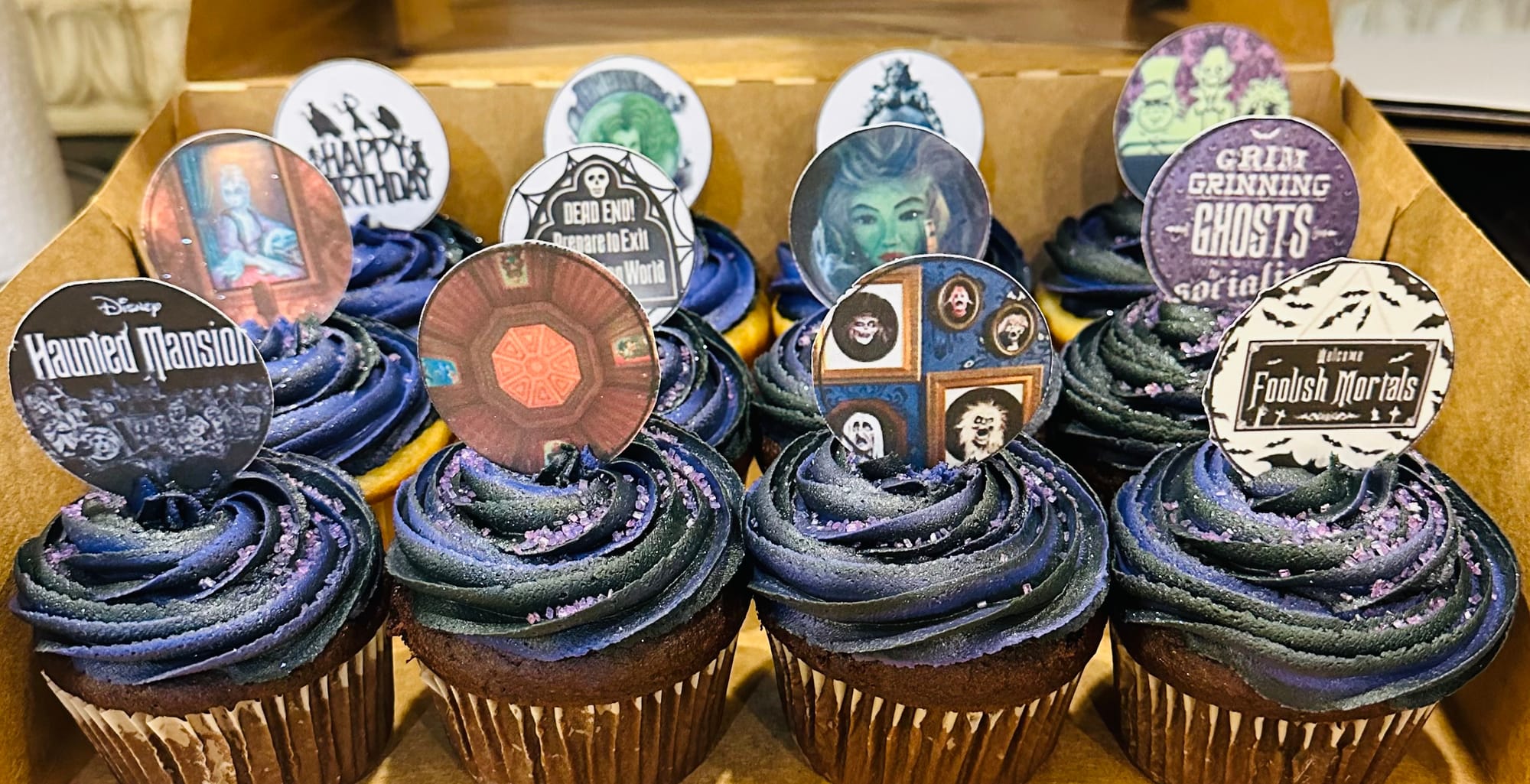 Chocolate and Vanilla Disney Haunted Mansion Cupcakes with Buttercream Frosting