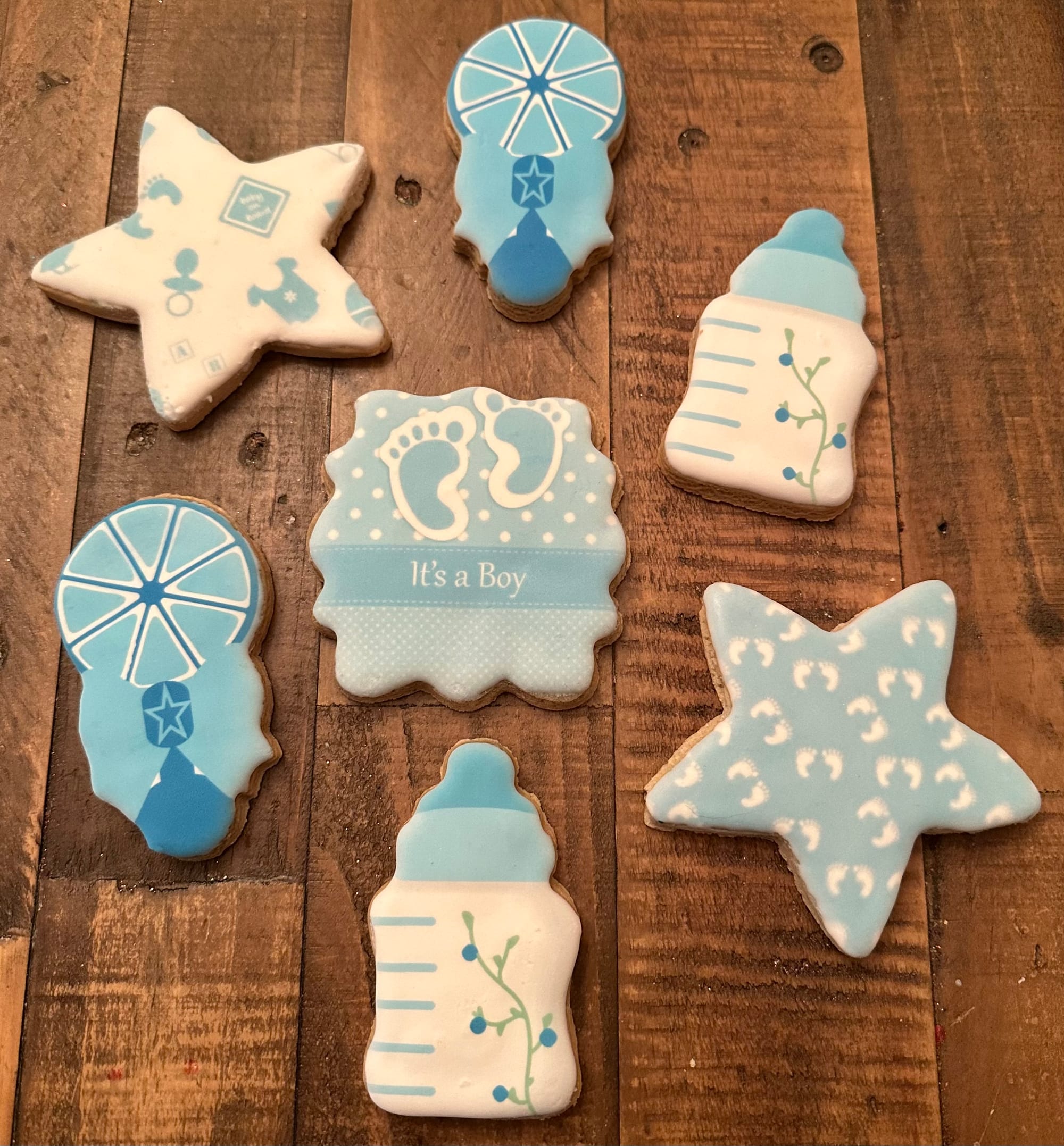 Baby Boy Baby Shower Royal Icing Cookies with Images