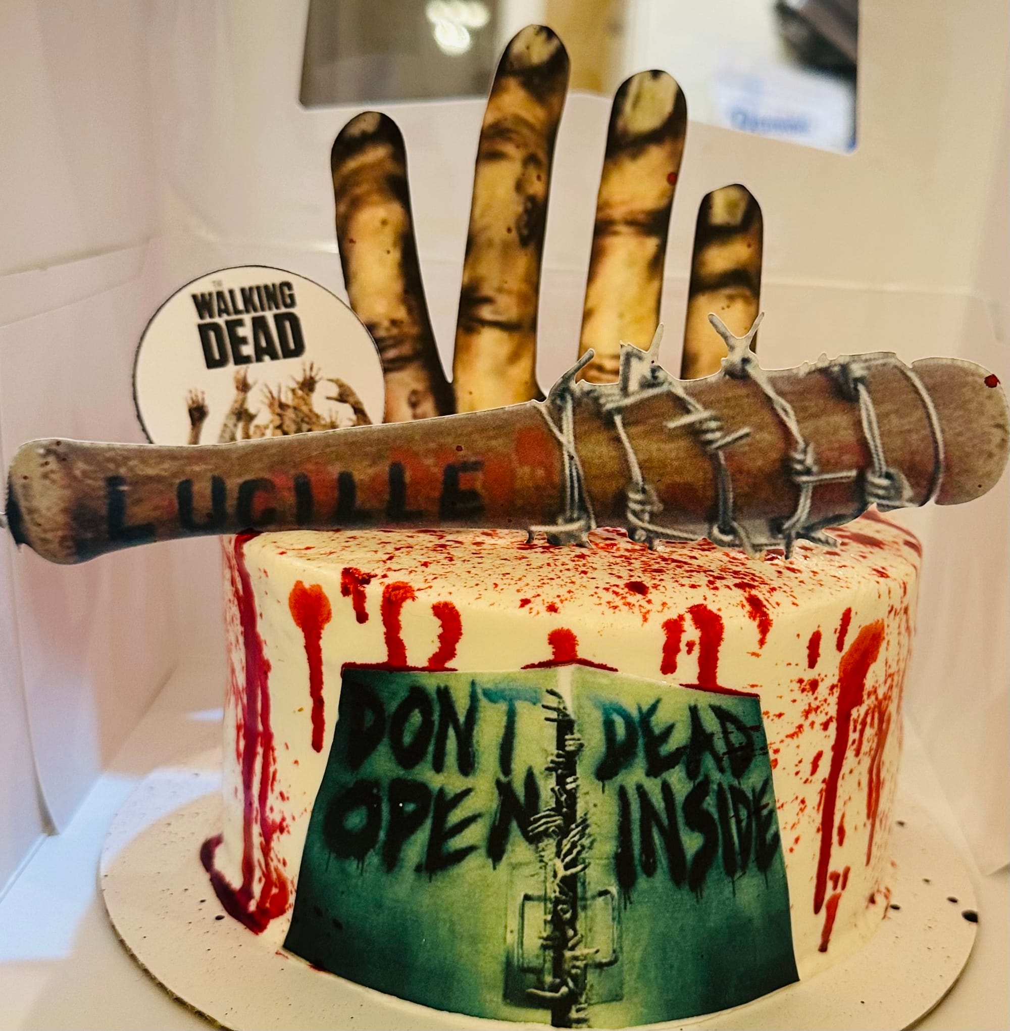 2 Layer The Walking Dead Funfetti and Vanilla Cake with Buttercream Frosting and Edible Images