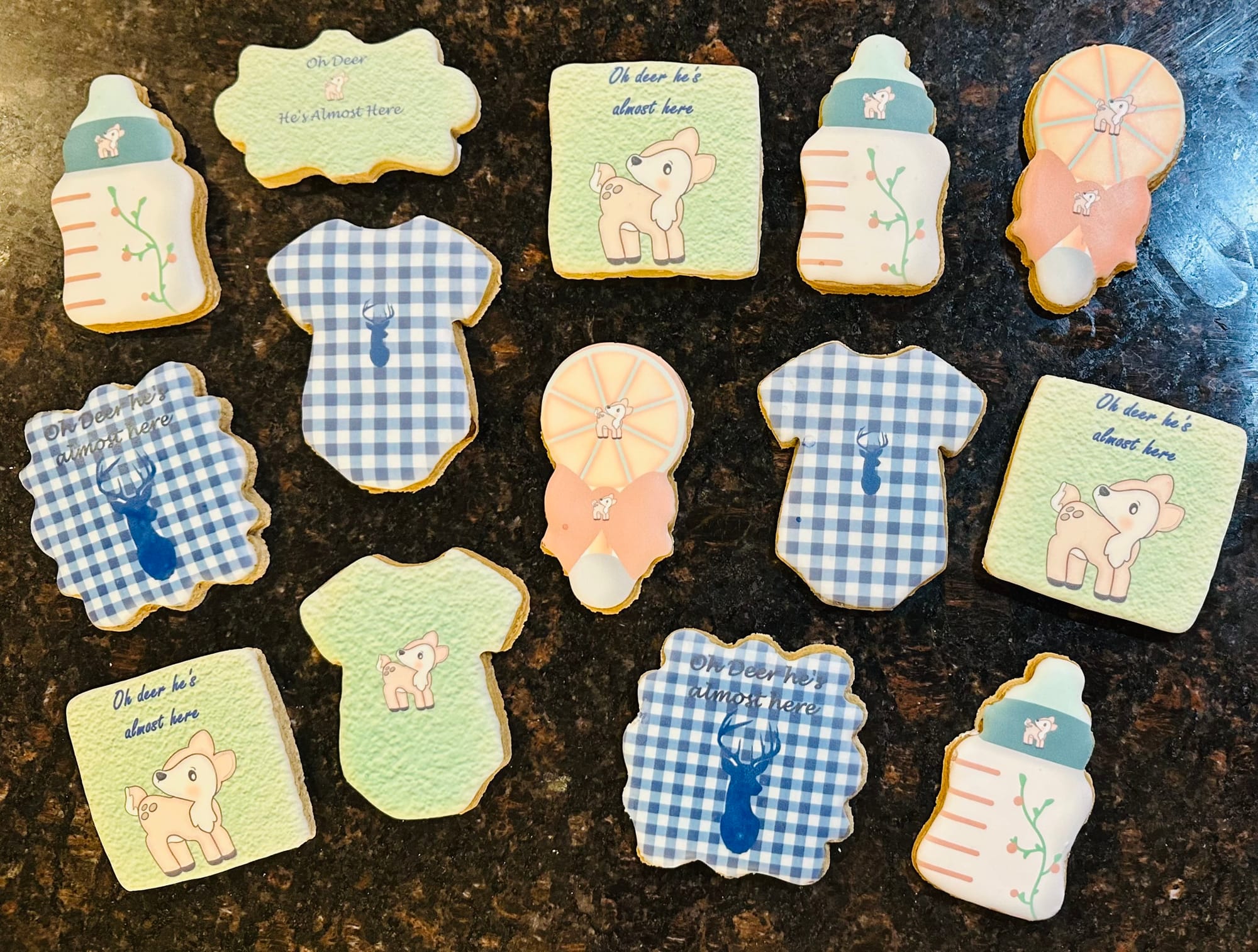 Oh Dear He’s Almost Here Royal Icing Baby Shower Cookies with Images