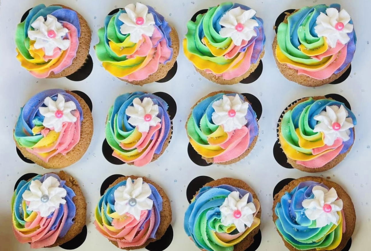 Vanilla Rainbow Cupcakes with Buttercream Frosting