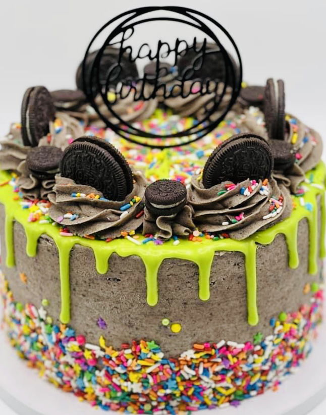 2 Layer Oreo Birthday Cake with Oreo Frosting