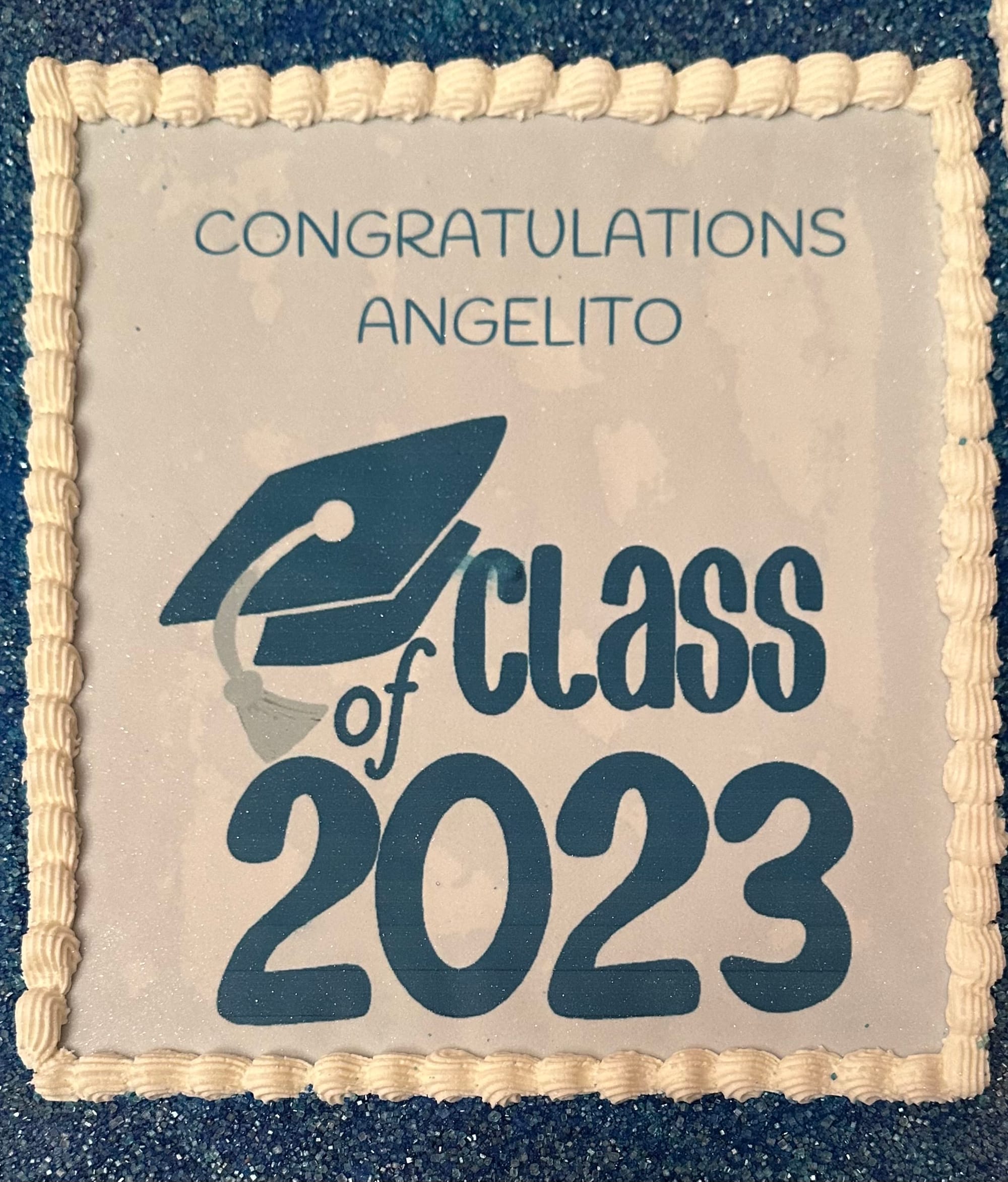 Graduation Class of 2023 Coconut Sheet Cake with Buttercream Frosting and Edible Image