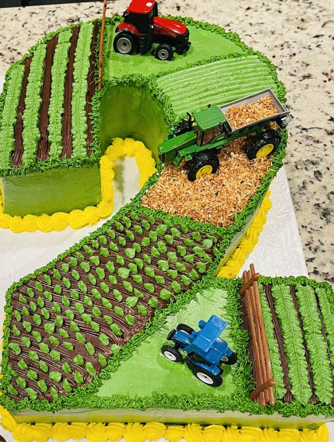 Number 2 Chocolate Farming Cake with Buttercream