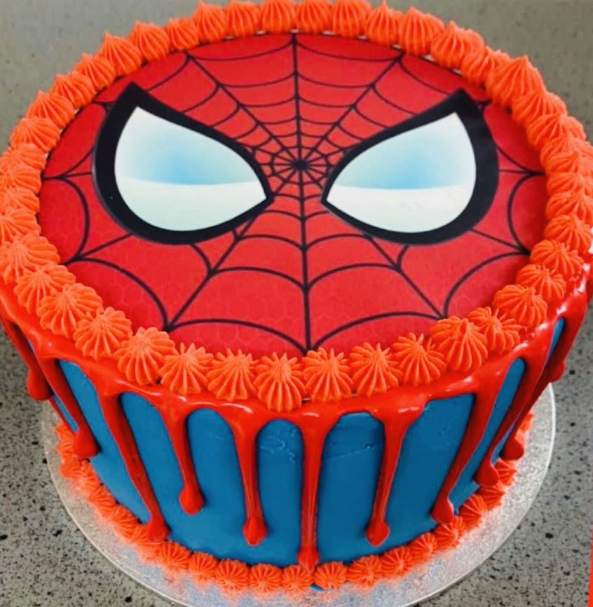 3 Layer Chocolate Spider-Man Cake with Buttercream Frosting and Edible Image