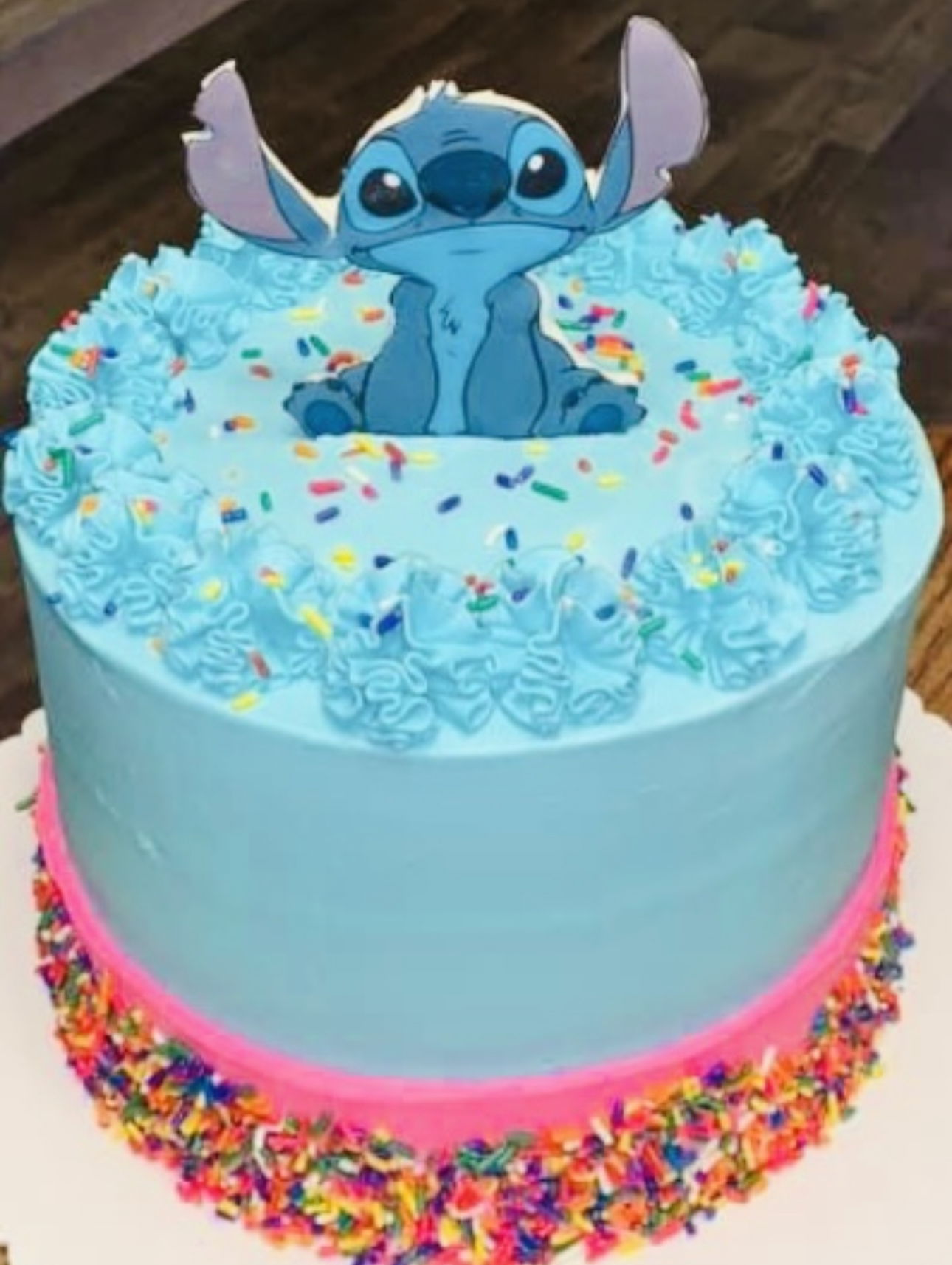 3 Layer Funfetti Lilo and Stitch Cake with Buttercream Frosting