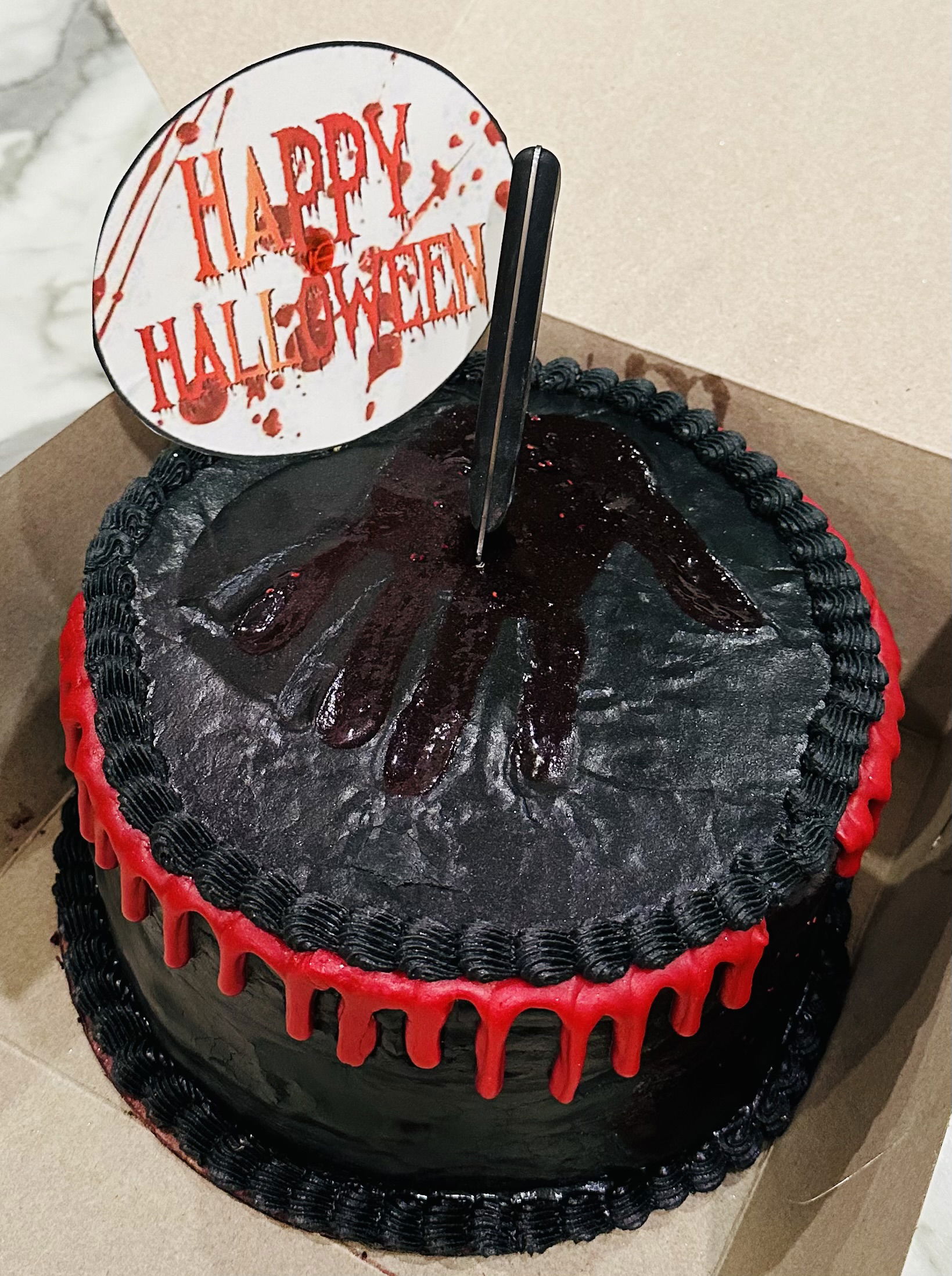 3 Layer Red Velvet Halloween Cake With Buttercream Frosting