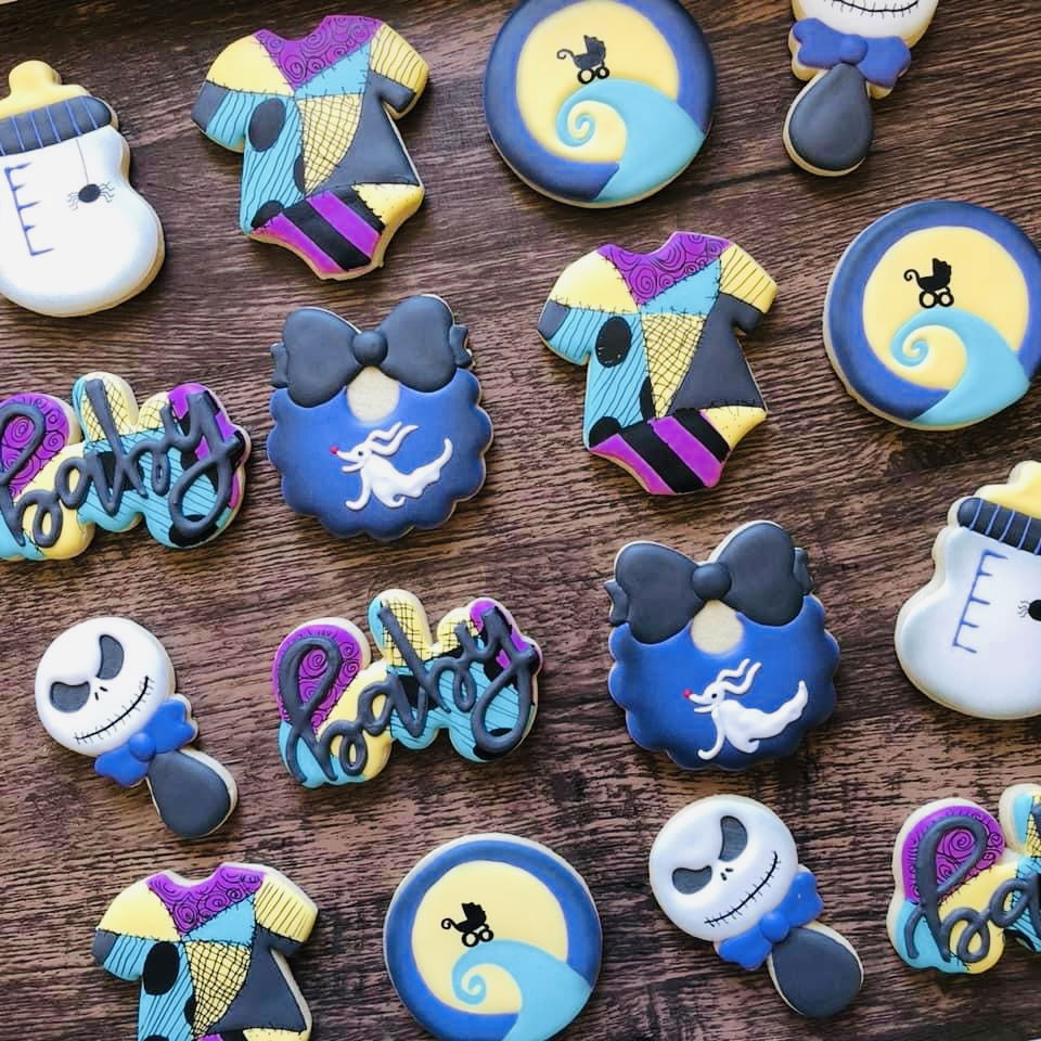 The Nightmare Before Christmas Baby Shower Royal Icing Sugar Cookies