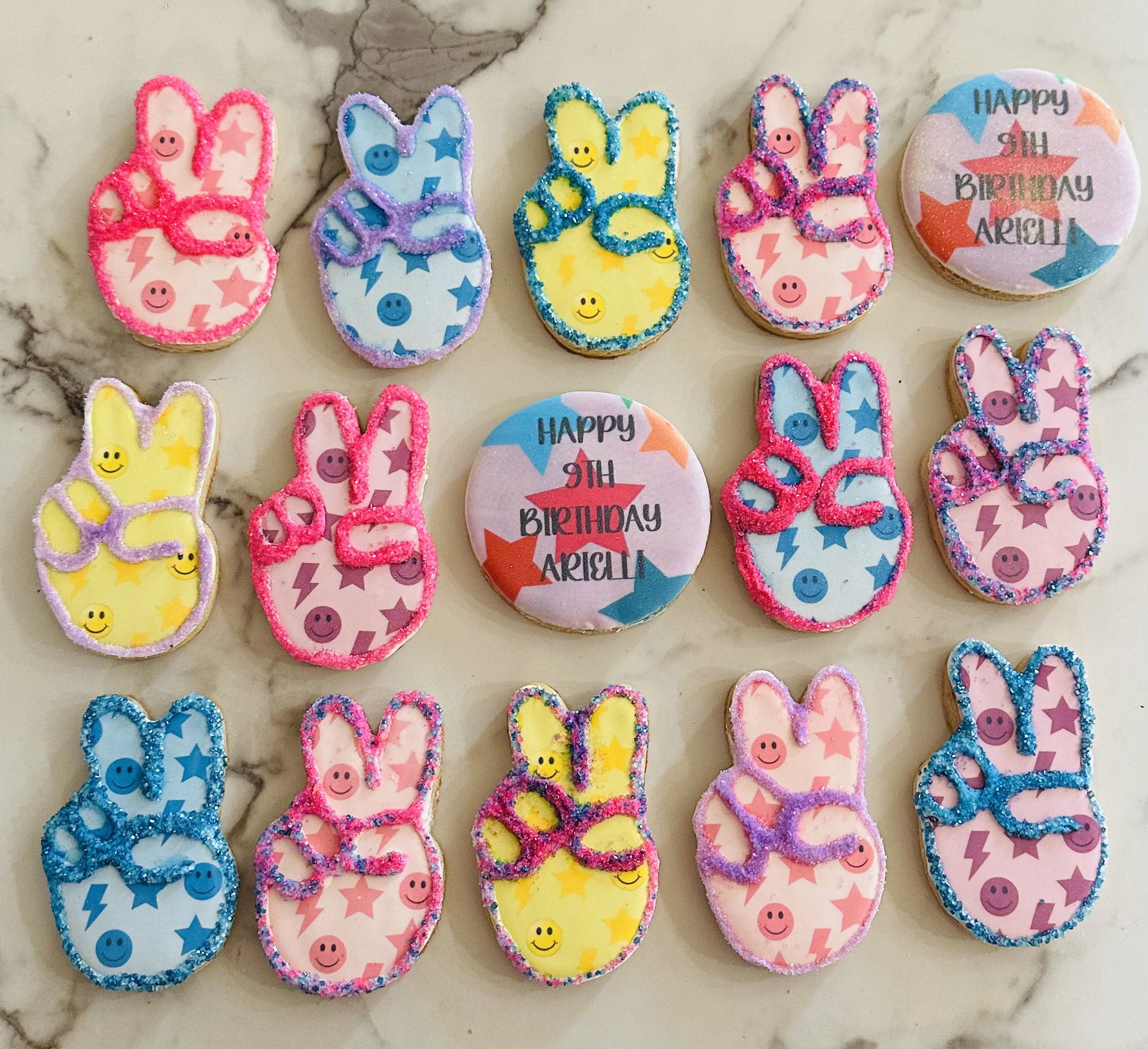 Peace Sign Royal Icing Cookies with Images