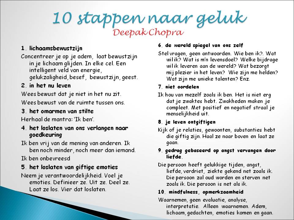 10 stappen naar geluk