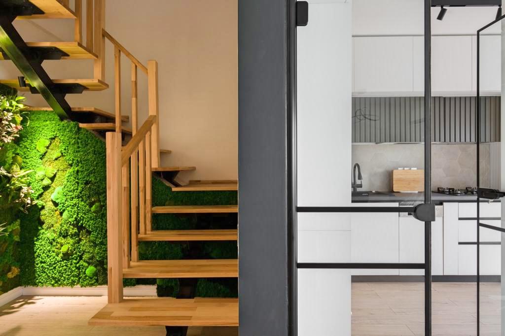 Perete vegetal decorat cu plante naturale , licheni si muschi