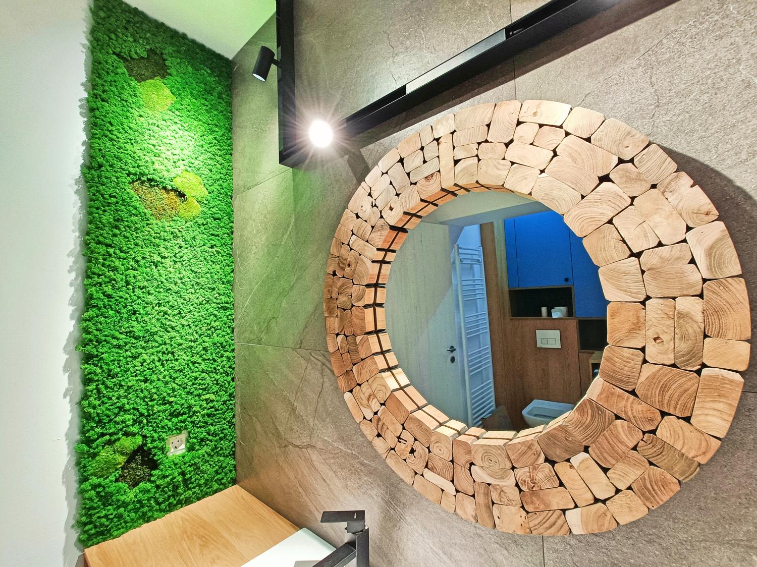 Perete vegetal decorat cu plante naturale , licheni si muschi