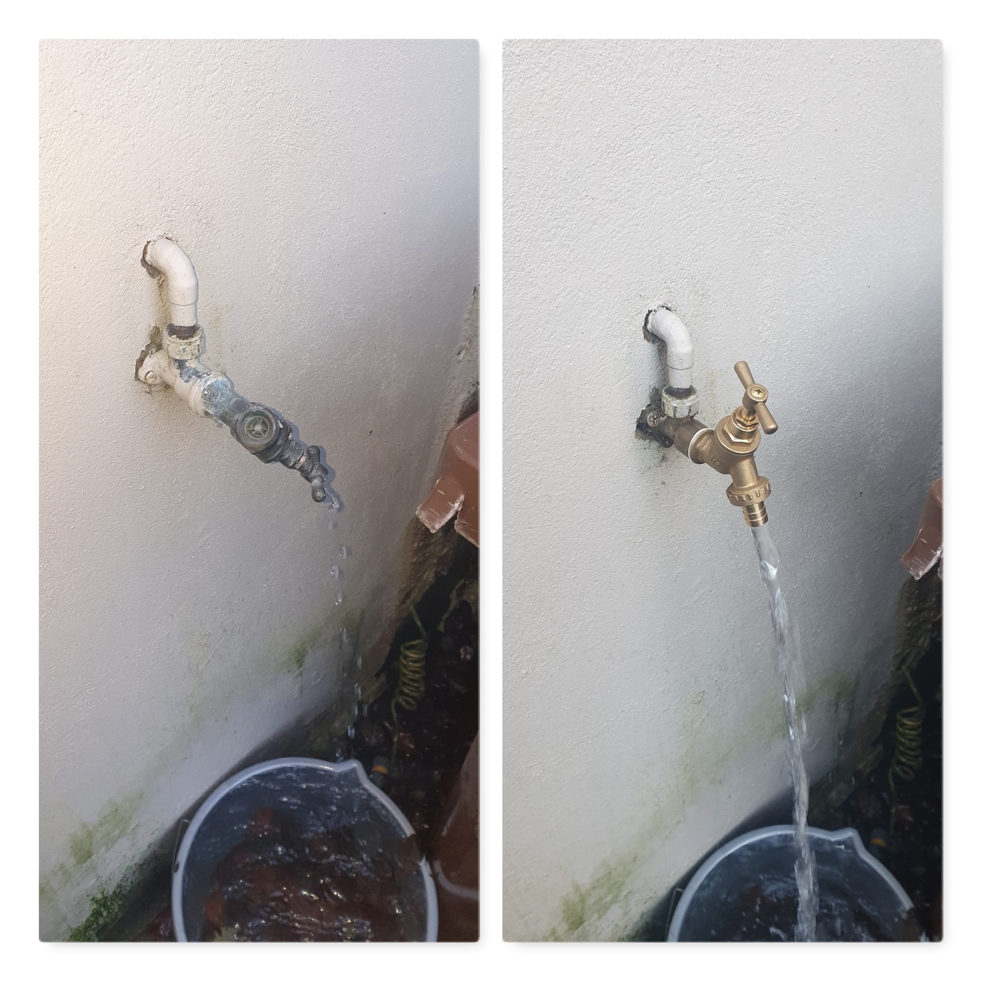 Outside tap before and after