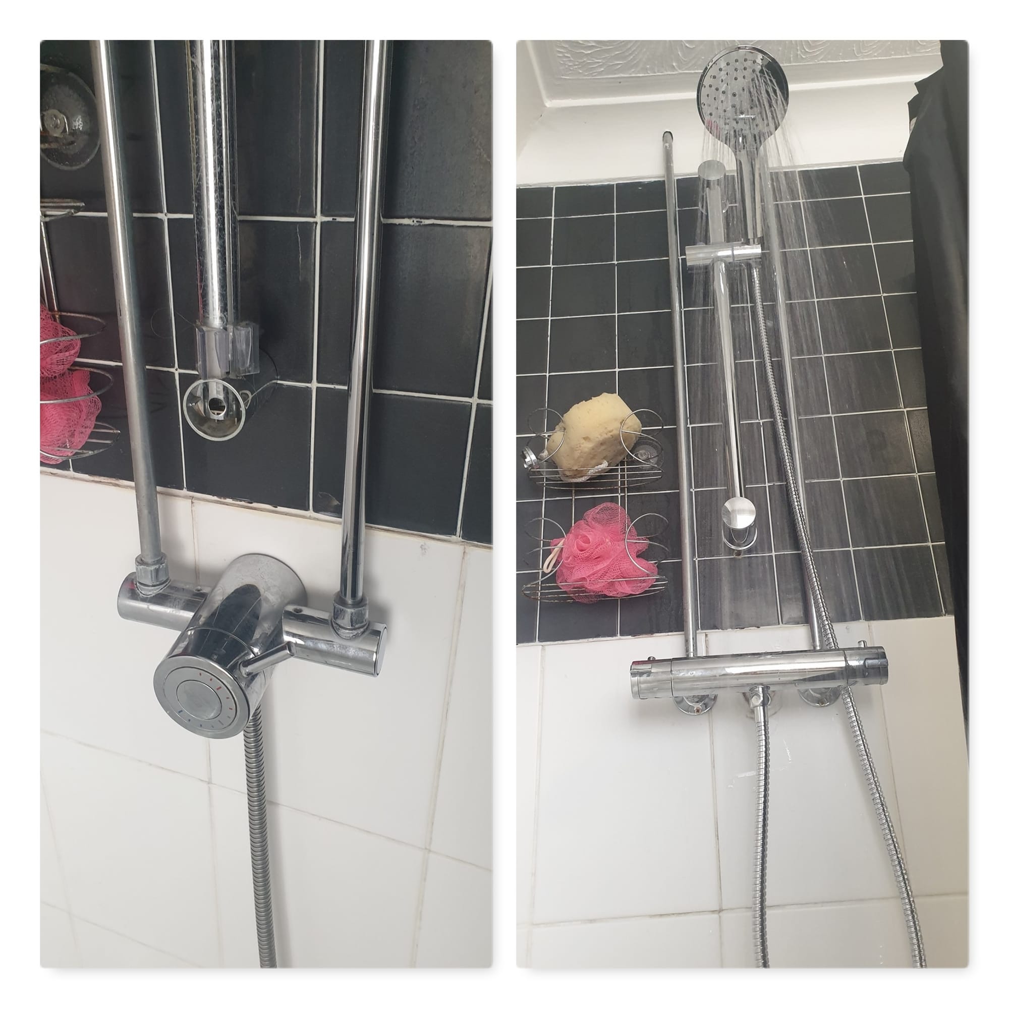 Shower before and after