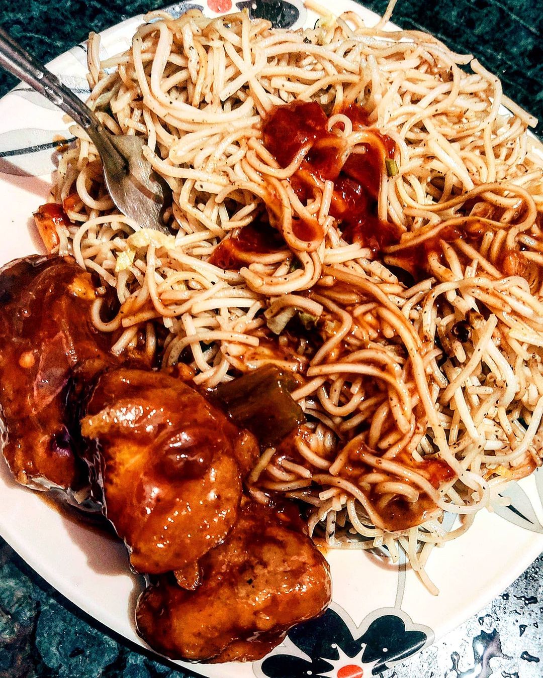 CHOWMEIN and TANDOORI CHILLI CHICKEN.