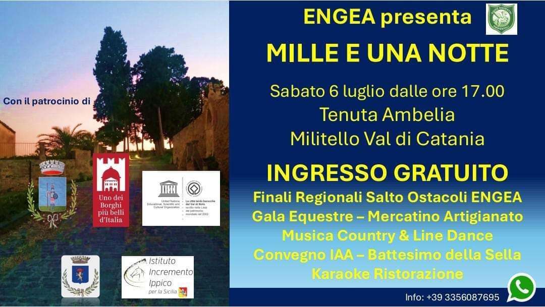 “Mille e una notte” di cavalli e incanto: il 6 luglio, competizioni e show equestri alla Tenuta Ambelia