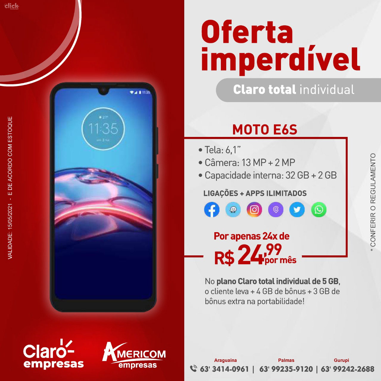 PROMOÇÃO DE MAIO ATÉ DIA 15/05