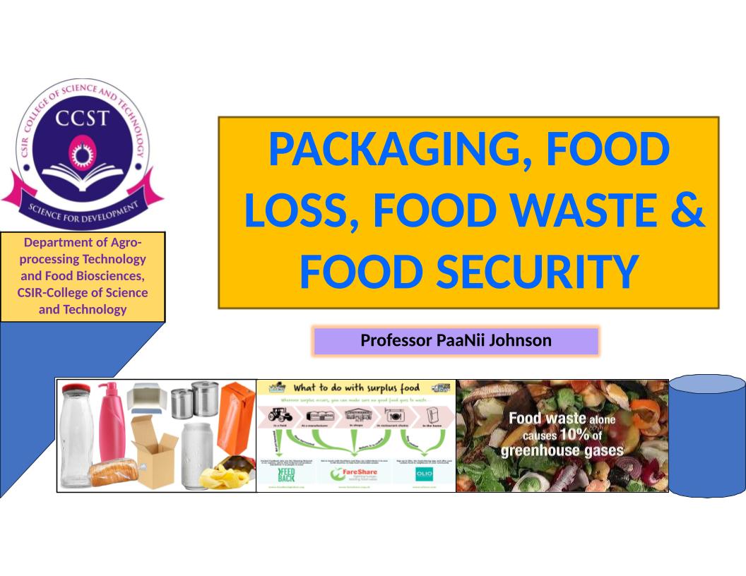 Packaging, Food Loss and Waste, Nutritional & Food Security