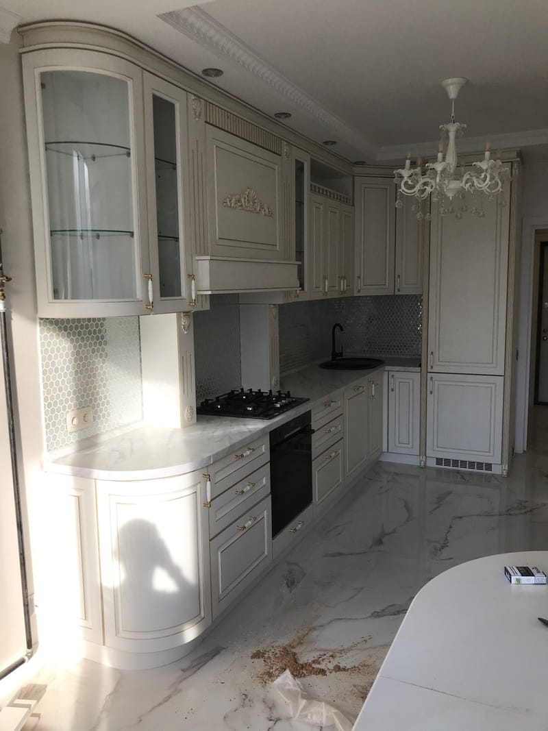 Крашенная кухня Фасады MDF шпон , Шкаф и Прихожая