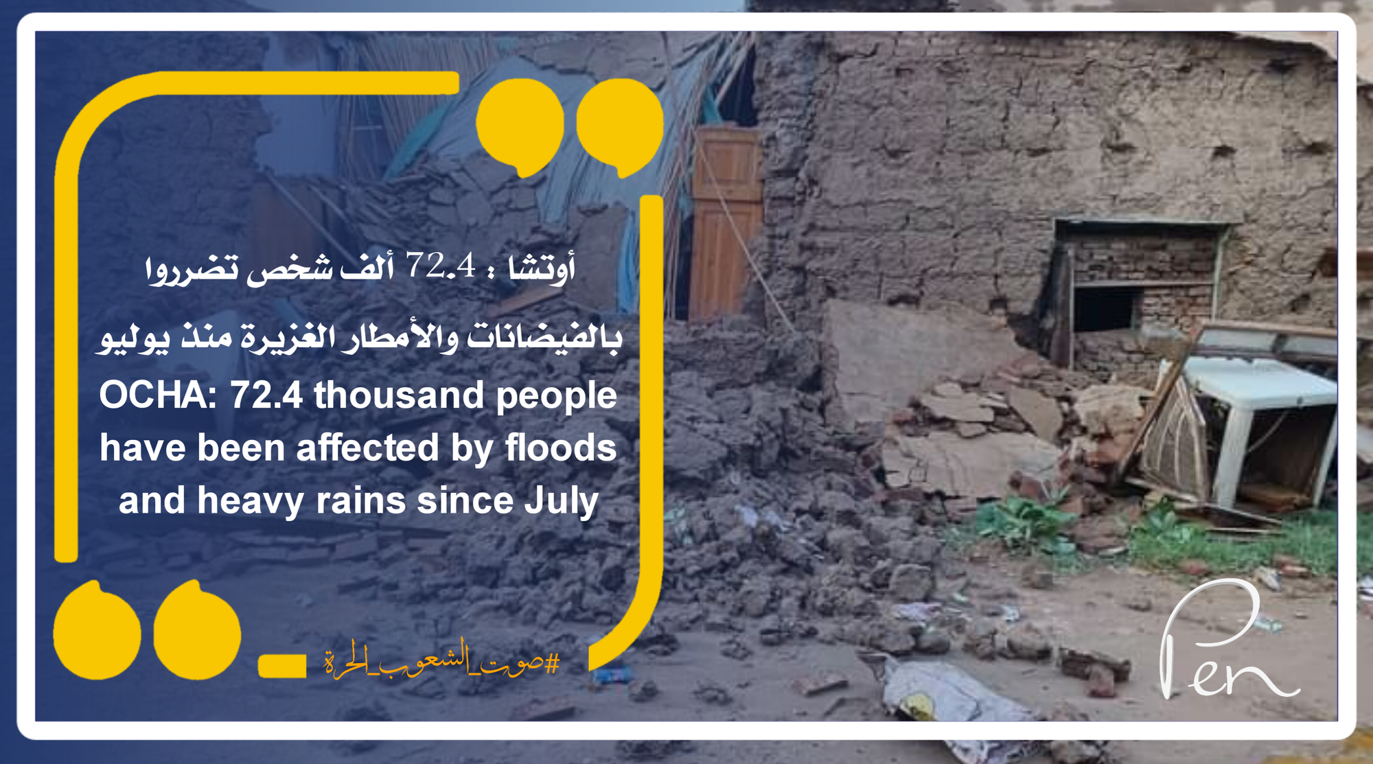 OCHA: 72.4 thousand people have been affected by floods and heavy rains since July