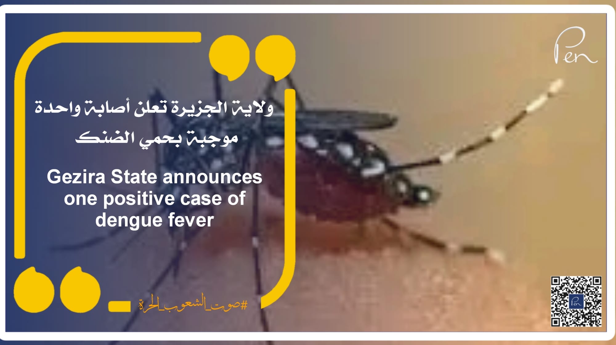 Gezira State announces one positive case of dengue fever.