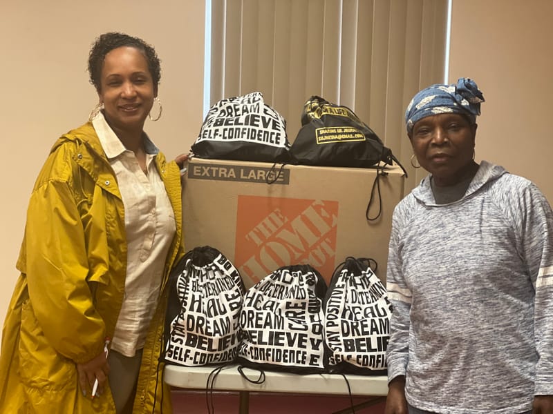 Delivering donations to our friends at The Mount Olive Baptist Church.